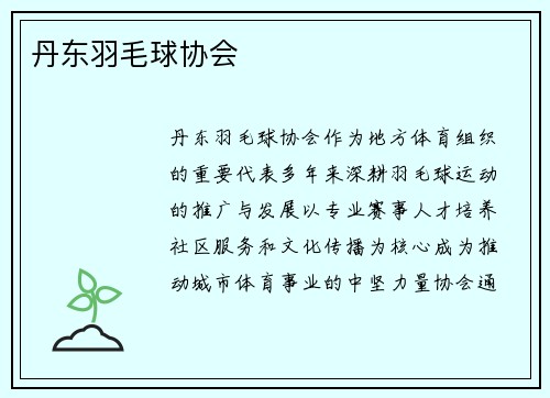 丹东羽毛球协会