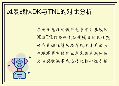 风暴战队DK与TNL的对比分析